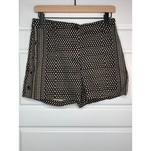 Anthropologie Cartonnier Shorts Womens 2 Dark Brown Geometric Side Button Detail